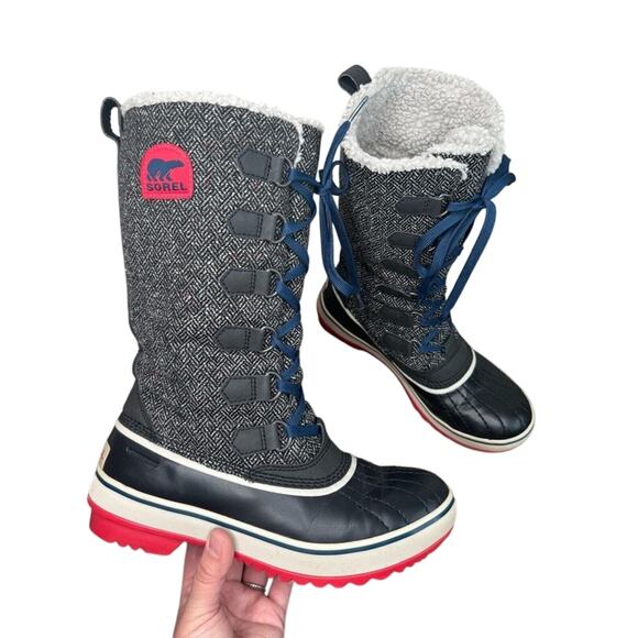 Sorel Tivoli High Lace Up Winter Boots Womens 6 Gray Waterproof Faux Fur Snow - Picture 1 of 9